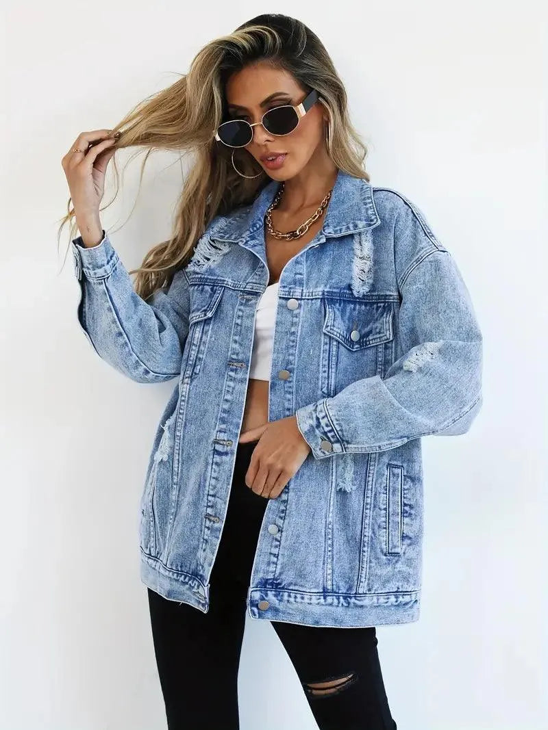 Oversized Denim Jack Dames - Comfortabel & Stijlvol