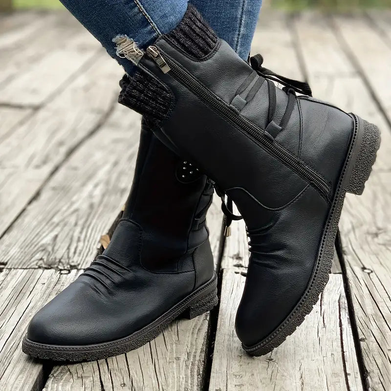Dames Winterlaarzen – Waterdichte Boots met Fleece Voering & Gripzool