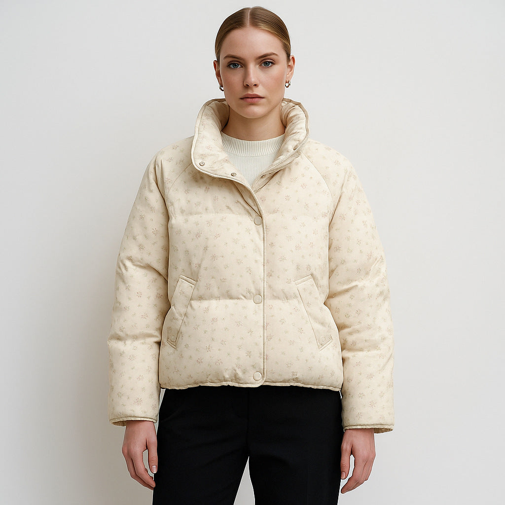 Floral Puffer Dames Jas – Gewatteerde Jas met Bloemenprint