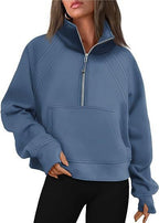 Sportieve Sweater Jas met Hoge Kraag