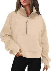 Sportieve Dames Sweater met Hoge Kraag