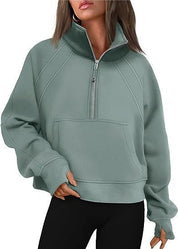 Sportieve Dames Sweater met Hoge Kraag