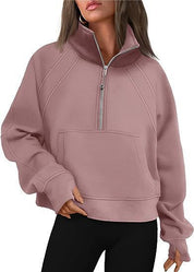 Sportieve Dames Sweater met Hoge Kraag