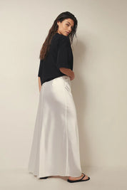Satijnen Midi-Rok Dames – Elegante Hoge Taille Rok met Glanzende Afwerking
