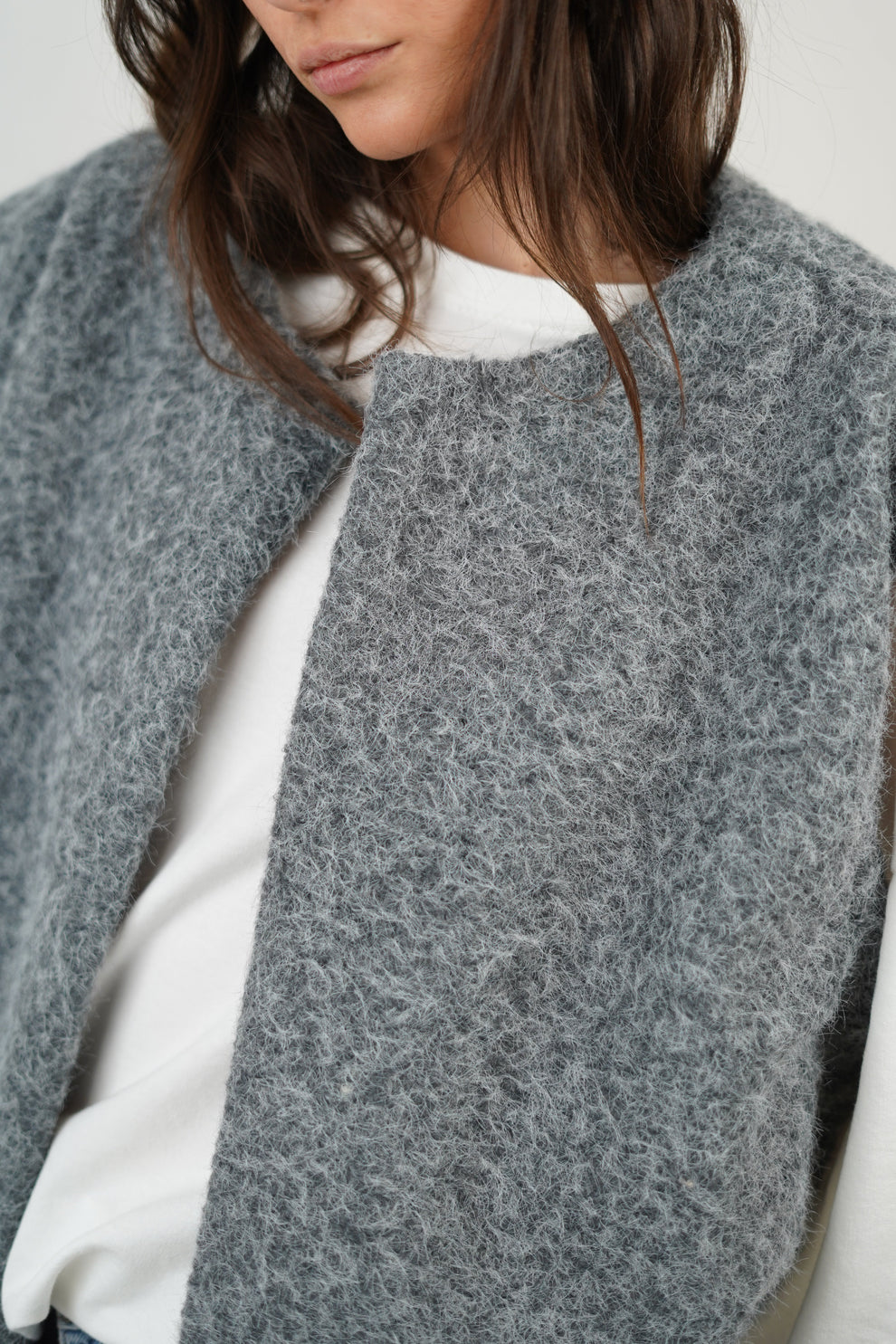 Dames Gebreid Vest Wolmix – Luxe, Warm & Oversized Pasvorm