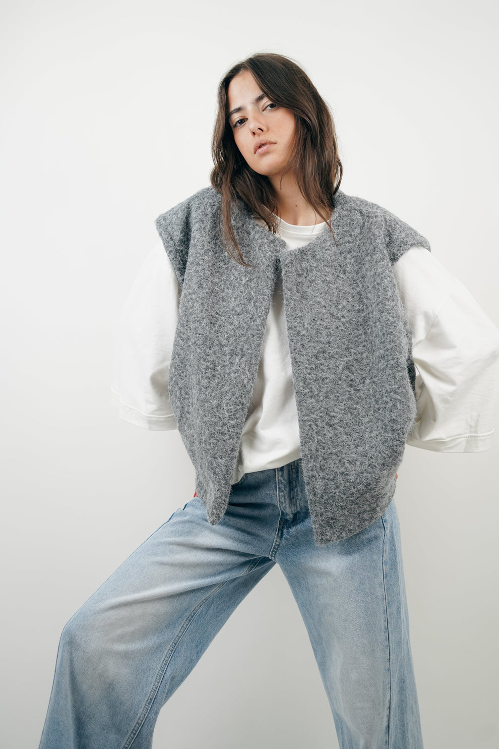 Dames Gebreid Vest Wolmix – Luxe, Warm & Oversized Pasvorm