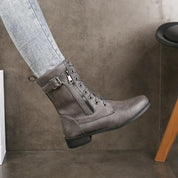 Dames Imitatielederen Combat Laarzen met Veters en Rits