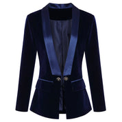 Dames Feestelijke Velvet Blazer met Satijnen Revers