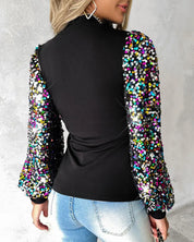 Top met kleurrijke ballonmouwen in de kleur Zwart voor in stijl geschikt voor alle seizoenen.