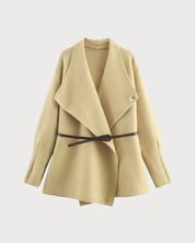 Women's Knitted Polyester Sweater Khaki Tops - RIHOAS