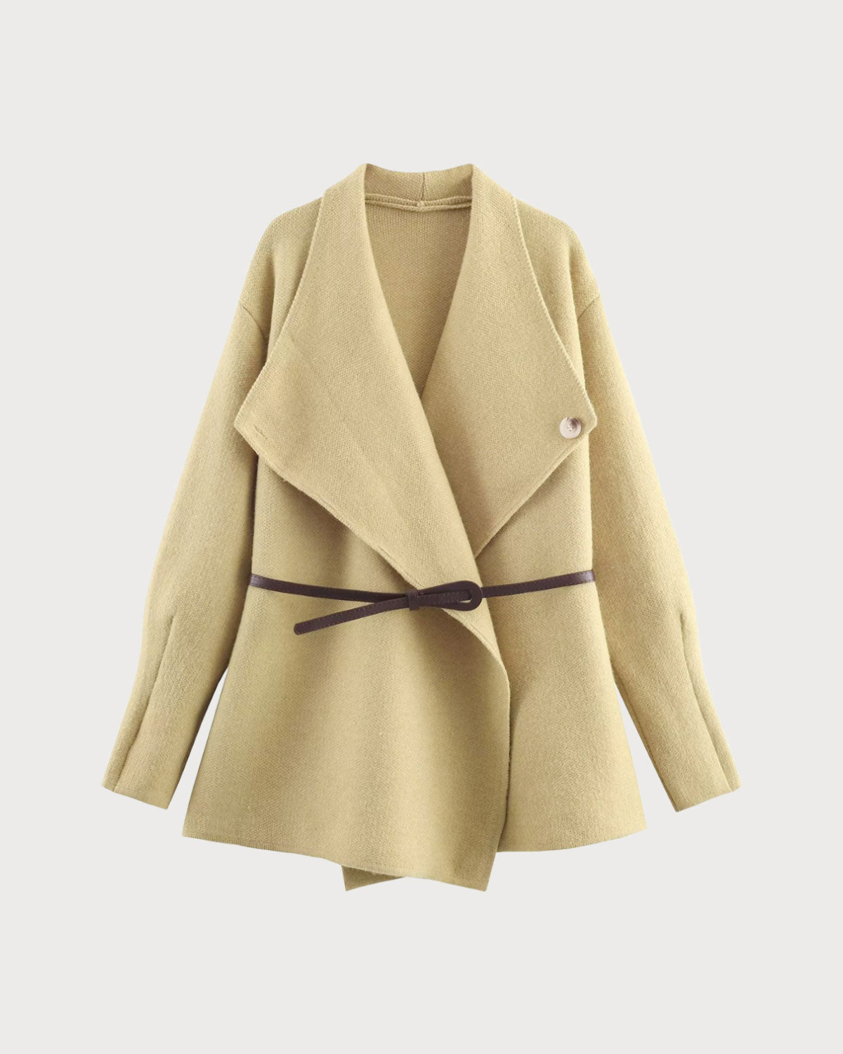 Women's Knitted Polyester Sweater Khaki Tops - RIHOAS