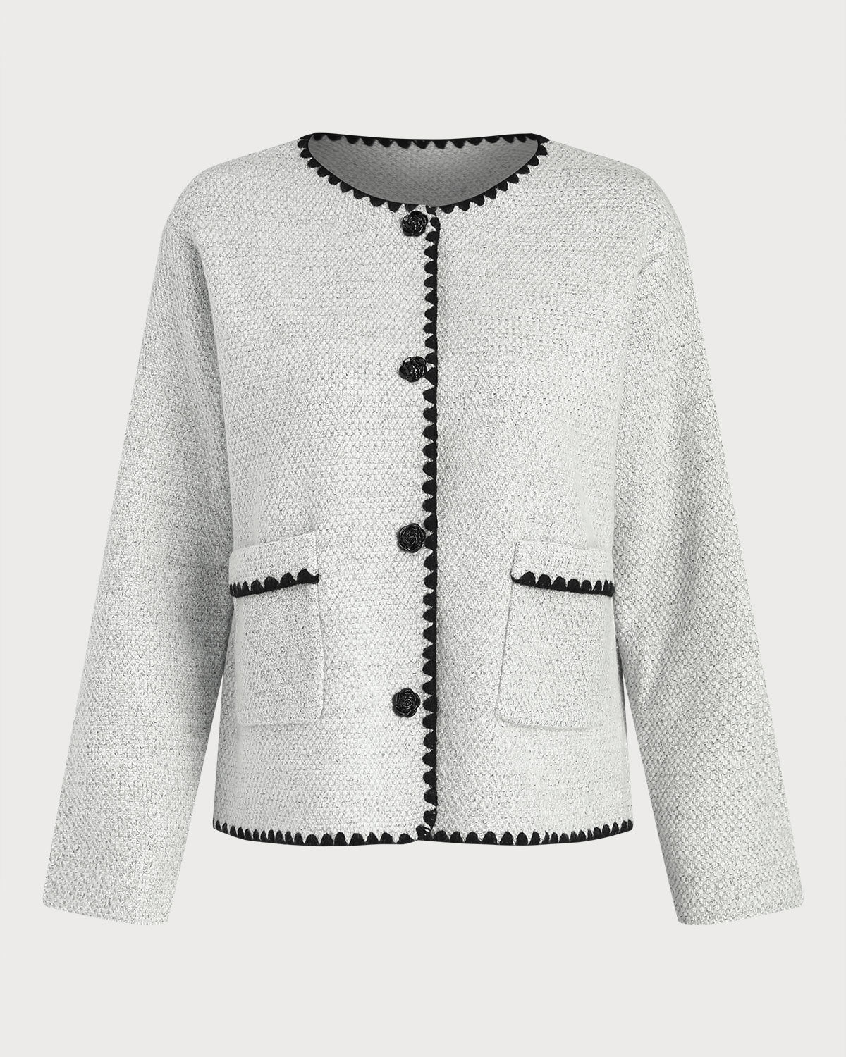 Women's Knitted Polyester Sweater Off White Outerwear - RIHOAS