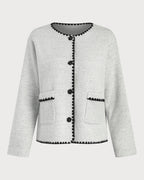 Women's Knitted Polyester Sweater Off White Outerwear - RIHOAS